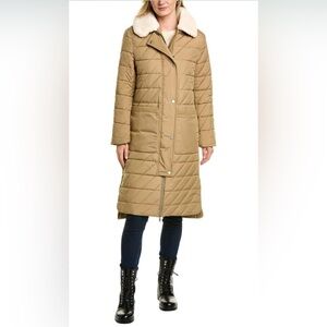 Andrew Marc  Maxine Quilted Coat With Faux Shearling Collar NWT Medium